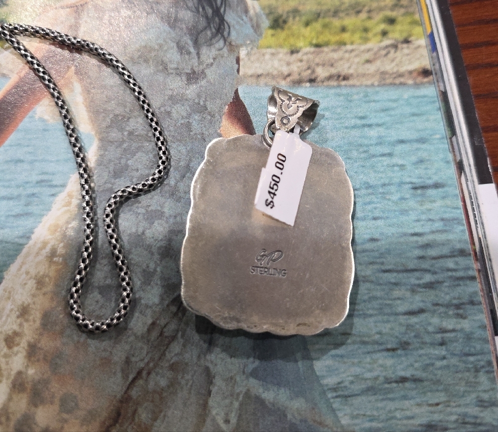 Native MADE BLACK JACK Turquoise PENDANT - Picture 7 of 16